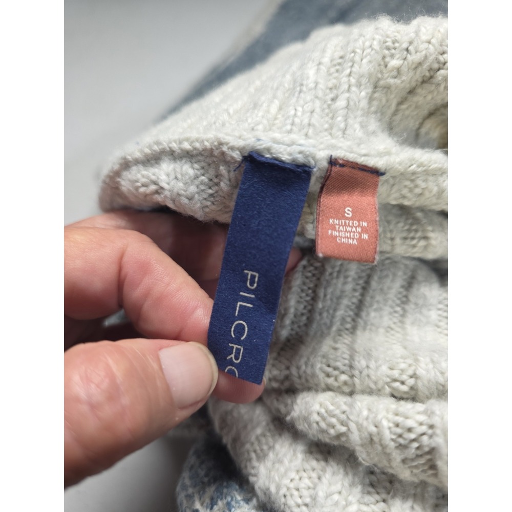 Pilcro Womens Sweater Small Turtleneck Spotted Blue Acrylic Long Sleeve Cozy - Picture 3 of 7